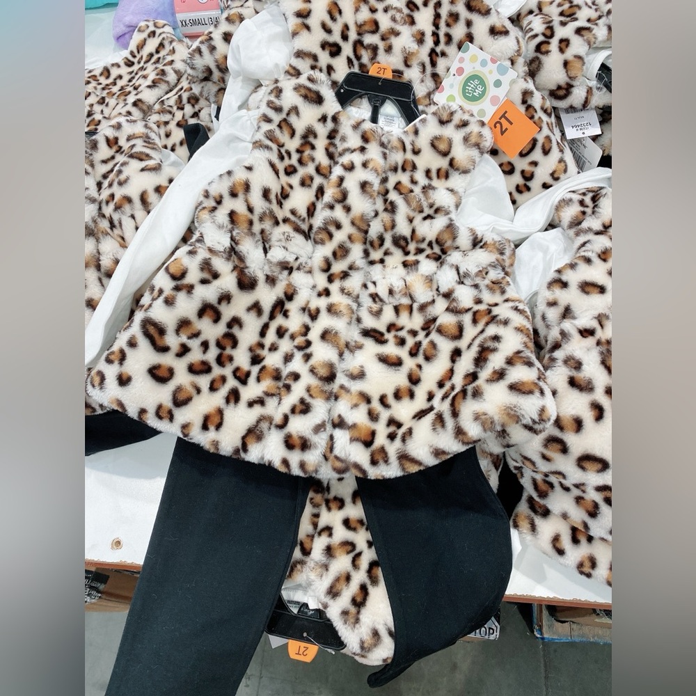 NEW! Little Me  Faux Fur Vest Long Sleeve Tee & Leggings 3 piece outfit